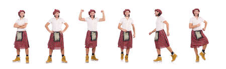 Happy Scotsman isolated on whiteの写真素材
