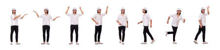 Young man in hat isolated on white