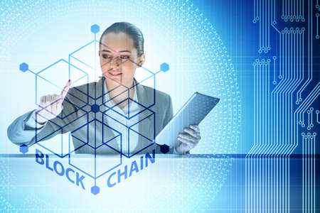 Young businesswoman in innovative blockchain concept