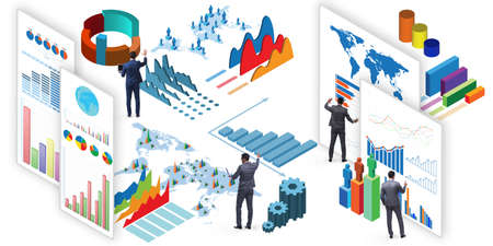 Businessman in business infographics conceptの写真素材