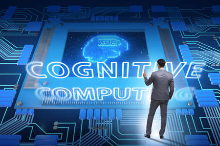 Cognitive computing concept as future technology with businessma