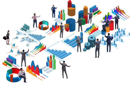 Businessman in business analytics infographics concept