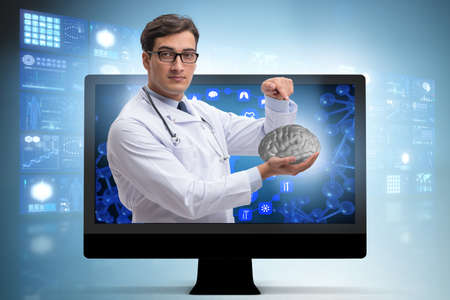 Telehealth concept with doctor doing remote check-upの写真素材