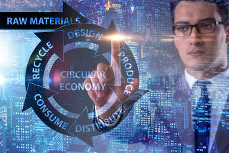 Concept of circular economy with businessman
