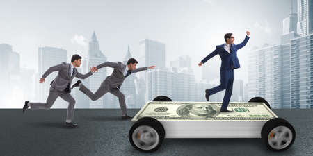 Businessman in the business concept with dollar car