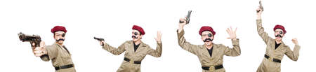 Funny soldier in military concept