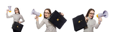 Woman in business concept isolated on whiteの写真素材
