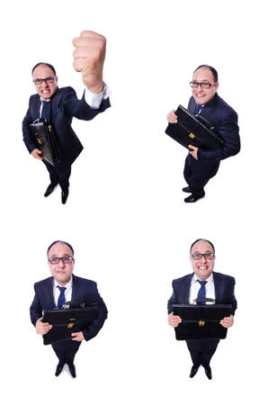 Angry businessman isolated on whiteの写真素材