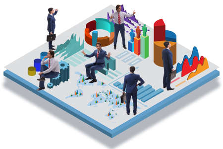 Businessman in business infographics conceptの写真素材