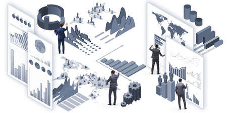 Businessman in business infographics conceptの写真素材
