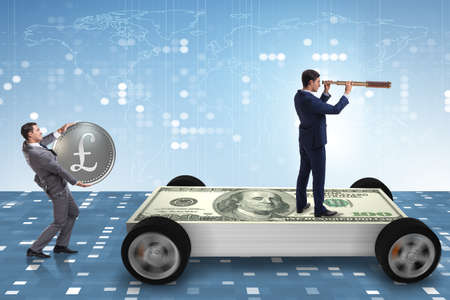 Businessman in the business concept with dollar carの写真素材
