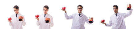 Doctor in blood donation concept isolated on whiteの写真素材