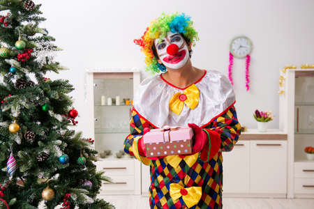 Funny clown in Christmas celebration conceptの写真素材