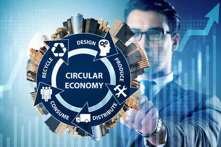 Concept of circular economy with businessmanの写真素材