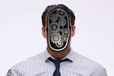 Cognitive computing concept as future technology with businessmaの写真素材