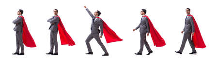 Super hero businessman isolated on whiteの写真素材