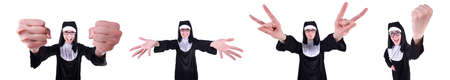 Funny nun isolated on the white backgroundの写真素材