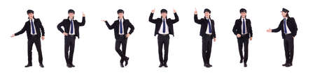 Funny pilot isolated on whiteの写真素材