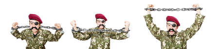 Funny soldier in military conceptの写真素材