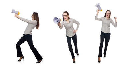 Woman in business concept isolated on whiteの写真素材