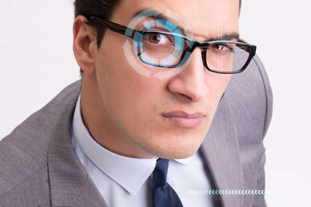 Concept of sensor implanted into human eyeの写真素材