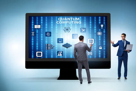 Concept of quantum computing with businessmanの写真素材
