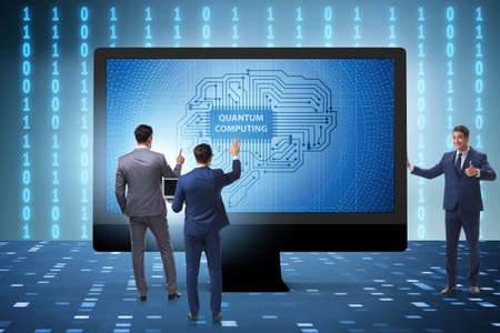 Concept of quantum computing with businessman