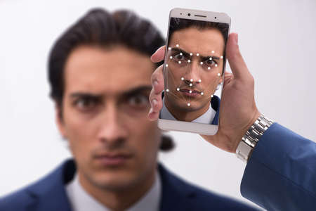 Concept of face recognition software and hardwareの写真素材