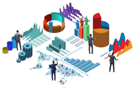 Businessman in business analytics infographics concept