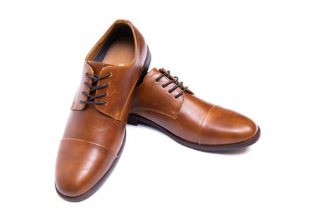 Brown shoes isolated on white backgroundの写真素材