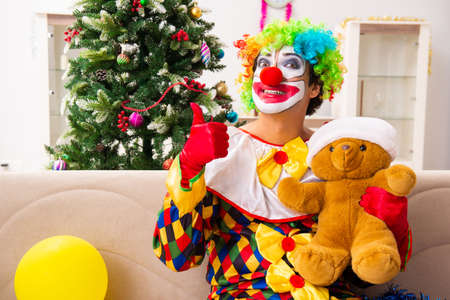Funny clown in Christmas celebration conceptの写真素材