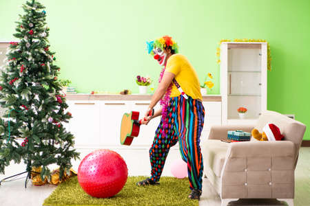 Funny clown in Christmas celebration conceptの写真素材