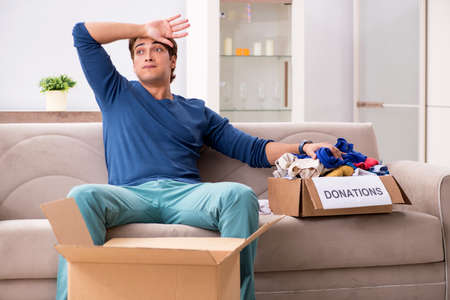 Concept of charity with donated clothing