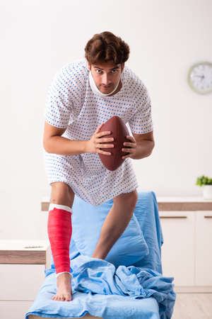 Injured man waiting treatment in the hospitalの写真素材