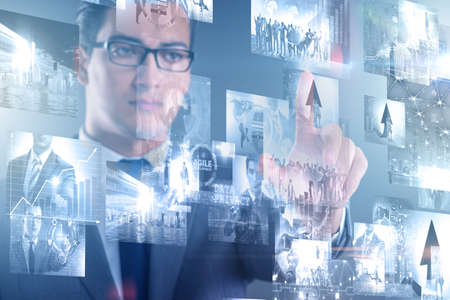 Collage of photos with businessman
