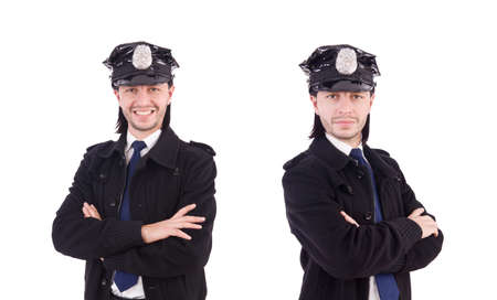 Police officer isolated on whiteの写真素材