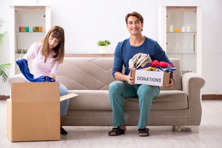 Concept of charity with donated clothing