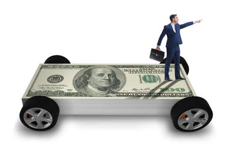 Businessman in the business concept with dollar carの写真素材