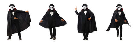 Man with scary mask isolated on white