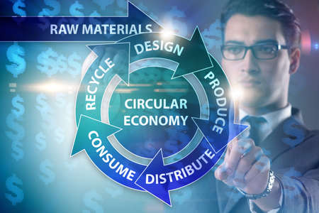 Concept of circular economy with businessman