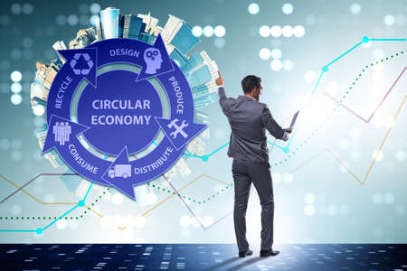 Concept of circular economy with businessmanの写真素材