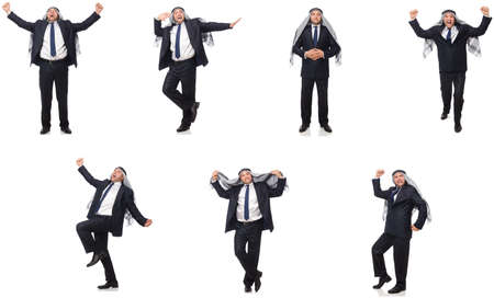 Arab businessman in suit isolated on whiteの写真素材