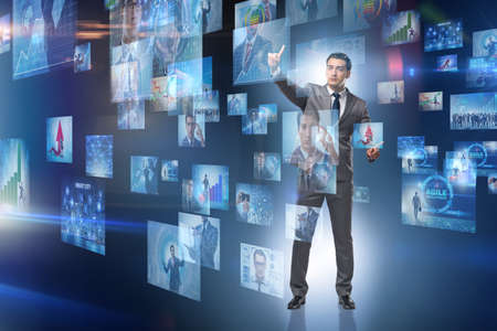 Collage of photos with businessman