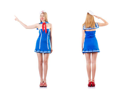 Young woman sailor in marine conceptの写真素材