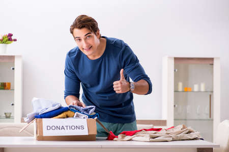 Concept of charity with donated clothing