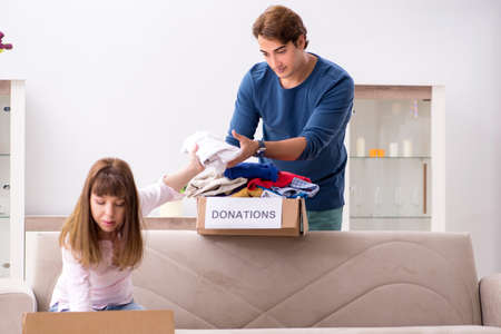 Concept of charity with donated clothing