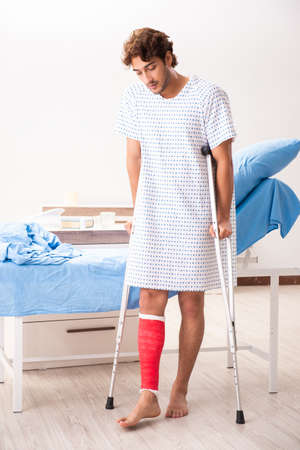 Injured man waiting treatment in the hospital