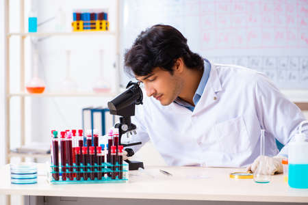 Young chemist working in the labの写真素材