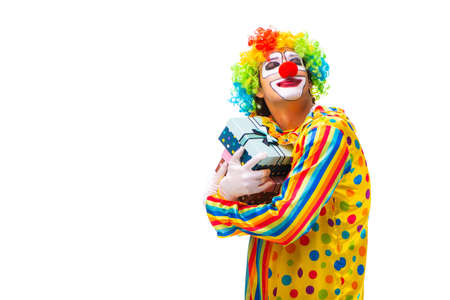 Male clown isolated on whiteの写真素材