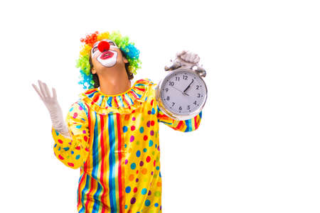 Male clown isolated on whiteの写真素材